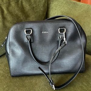 Black Saffiano Furla Bag Purse with Shoulder Strap